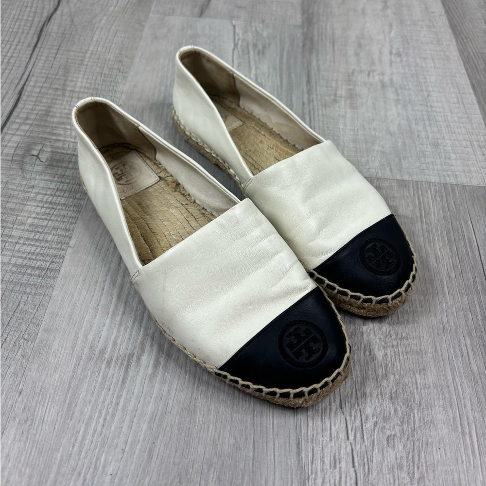 Tory Burch Color Block Espadrille Black & White Size 9